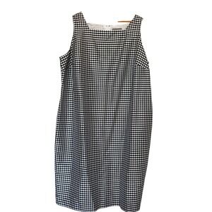 Valerie Stevens Woman Black White Gingham Plaid Sheath Dress Silk‎ Plus Size 20W